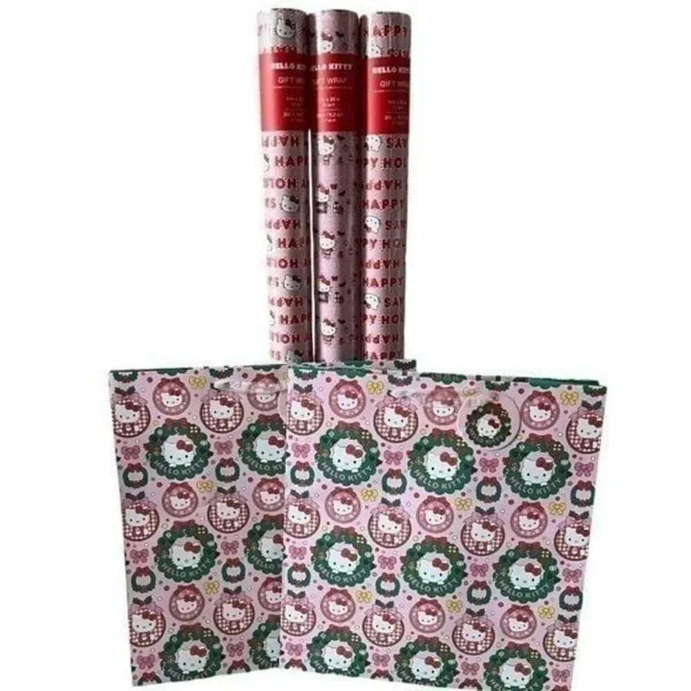 Hello‎ Kitty Happy Holiday's Pink Wrapping Paper Set